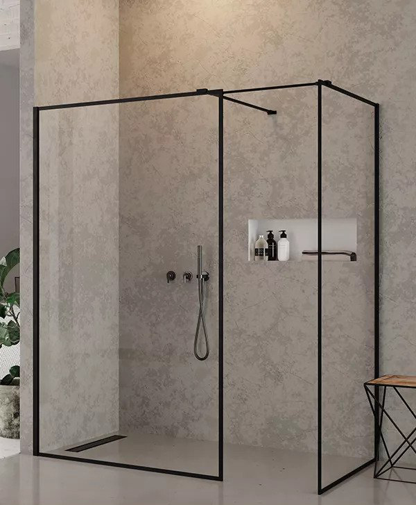 New Trendy New Modus Black Ścianka Prysznicowa 1 Walk-In 120x90 cm Szkło Przezroczyste Wzór Ramka (EXK-5656)